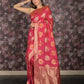 Rajwada Magenta Silk Blend Woven Saree with Unstitched Blouse for Women