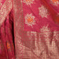 Rajwada Magenta Silk Blend Woven Saree with Unstitched Blouse for Women