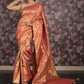 Rajwada Red Shaded Patola Silk Woven Saree with Unstitched Blouse for Women