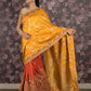Rajwada Mustard Woven Silk Blend Saree With Unstitched Blouse For Women