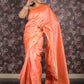 Rajwada Peach Woven Silk Blend Saree With Unstitched Blouse For Women