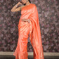 Rajwada Peach Woven Silk Blend Saree With Unstitched Blouse For Women