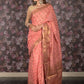 Rajwada Peach Woven Silk Blend Saree With Unstitched Blouse For Women