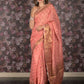 Rajwada Peach Woven Silk Blend Saree With Unstitched Blouse For Women