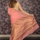 Rajwada Peach Woven Silk Blend Saree With Unstitched Blouse For Women