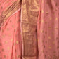Rajwada Peach Woven Silk Blend Saree With Unstitched Blouse For Women
