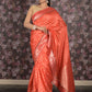 Rajwada Orange Printed Crepe Saree With Unstitched Blouse For Women