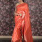 Rajwada Orange Printed Crepe Saree With Unstitched Blouse For Women