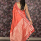 Rajwada Orange Printed Crepe Saree With Unstitched Blouse For Women