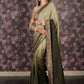Rajwada Dark Green Woven Silk Blend Saree With Unstitched Blouse For Women