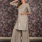 Rajwada Grey Mirror Embroidered Crepe Stitched Kurta Set For Women