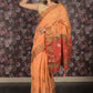 Rajwada Orange Woven Cotton Silk Blend Saree With Unstitched Blouse For Women