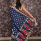 Rajwada Dark Blue Woven Silk Blend Saree With Unstitched Blouse For Women