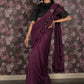 Rajwada Purple Sequins Embroidered Polyester Ruffles Saree with Unstitched Blouse for Women