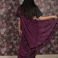 Rajwada Purple Sequins Embroidered Polyester Ruffles Saree with Unstitched Blouse for Women