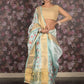 Rajwada Sea Green Woven Cotton Blend Saree With Unstitched Blouse For Women