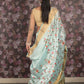 Rajwada Sea Green Woven Cotton Blend Saree With Unstitched Blouse For Women