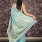 Rajwada Sea Green Silk Blend Saree With Unstitched Blouse For Women
