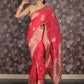Rajwada Pink Woven Silk Blend Saree With Unstitched Blouse For Women