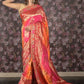 Rajwada Multicolor Silk Blend Woven Embroidered Saree with Unstitched Blouse for Women