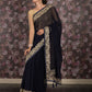 Rajwada Navy Blue Zari Embroidered Georgette Saree with Stitched Blouse for Women