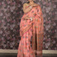 Rajwada Peach Woven Cotton Silk Blend Saree With Unstitched Blouse For Women