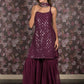 Rajwada Purple Straight Embroidered Stitched Kurta Set With Dupatta For Women