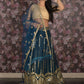 Rajwada Teal Faux Mirror Embroidered Georgette Semi-Stitched Lehenga with Unstitched Blouse for Women