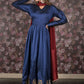 Rajwada Dark Blue Embroidered Stitched Flared Long Anarkali Gown With Dupatta For Women