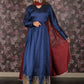 Rajwada Dark Blue Embroidered Stitched Flared Long Anarkali Gown With Dupatta For Women