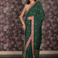 Rajwada Dark Green Embroidered Crepe Saree with Unstitched Blouse for Women