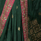 Rajwada Dark Green Embroidered Crepe Saree with Unstitched Blouse for Women