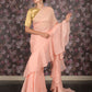 Rajwada Pink Foil Printed Chiffon Saree with Unstitched Blouse for Women