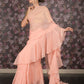 Rajwada Pink Foil Printed Chiffon Saree with Unstitched Blouse for Women