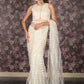 Rajwada White Sequins Embroidered Net Saree with Unstitched Blouse for Women
