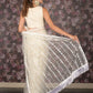 Rajwada White Sequins Embroidered Net Saree with Unstitched Blouse for Women