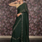 Rajwada Dark Green Satin Embellished Saree Without Blouse For Women