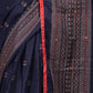 Rajwada Navy Blue Printed Cotton Blend Saree with Unstitched Blouse for Women