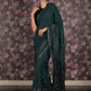 Rajwada Dark Green Embellished Lycra Saree With Unstitched Blouse For Women