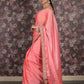 Rajwada Pink Embroidered Crepe Saree With Unstitched Blouse For Women