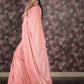 Rajwada Pink Embossed Crepe Saree With Unstitched Blouse For Women