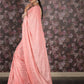 Rajwada Pink Embossed Crepe Saree With Unstitched Blouse For Women