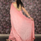 Rajwada Pink Embossed Crepe Saree With Unstitched Blouse For Women