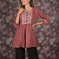 Rajwada Brown Flared Embroidered Stitched Kurta For Women