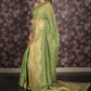 Rajwada Light Green Cotton Blend Woven Saree with Unstitched Blouse for Women