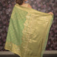 Rajwada Light Green Cotton Blend Woven Saree with Unstitched Blouse for Women
