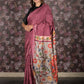 Rajwada Burgundy Bandhani Print Crepe Saree with Unstitched Blouse for Women