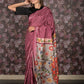 Rajwada Burgundy Bandhani Print Crepe Saree with Unstitched Blouse for Women