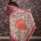 Rajwada Burgundy Bandhani Print Crepe Saree with Unstitched Blouse for Women
