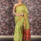 Rajwada Olive Green Woven Cotton Silk Blend Saree With Unstitched Blouse For Women